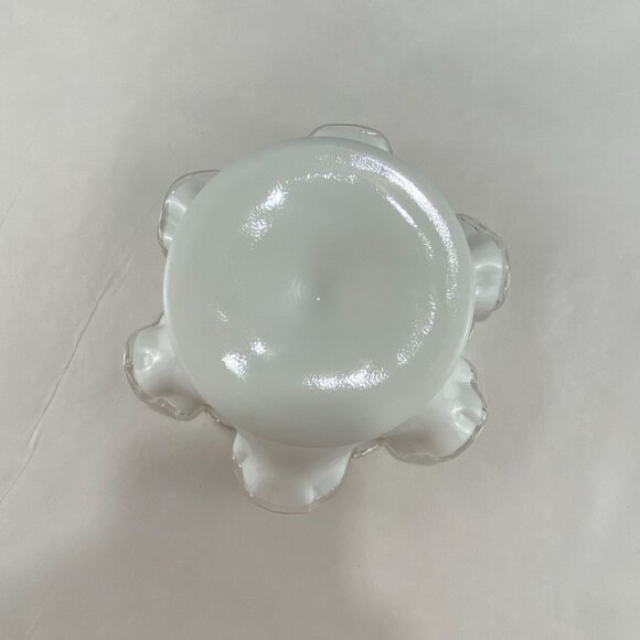 Vintage Fenton Silver Crest Milk Glass Pedestal Bowl Candy Dish 7 Inch - Picture 6 of 8